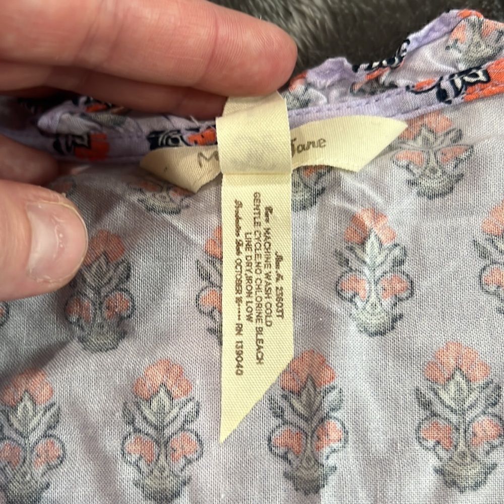 100. Matilda Jane Tunic Lavender Delicate Topiary Detail - Size Medium Blouse - Picture 4 of 10